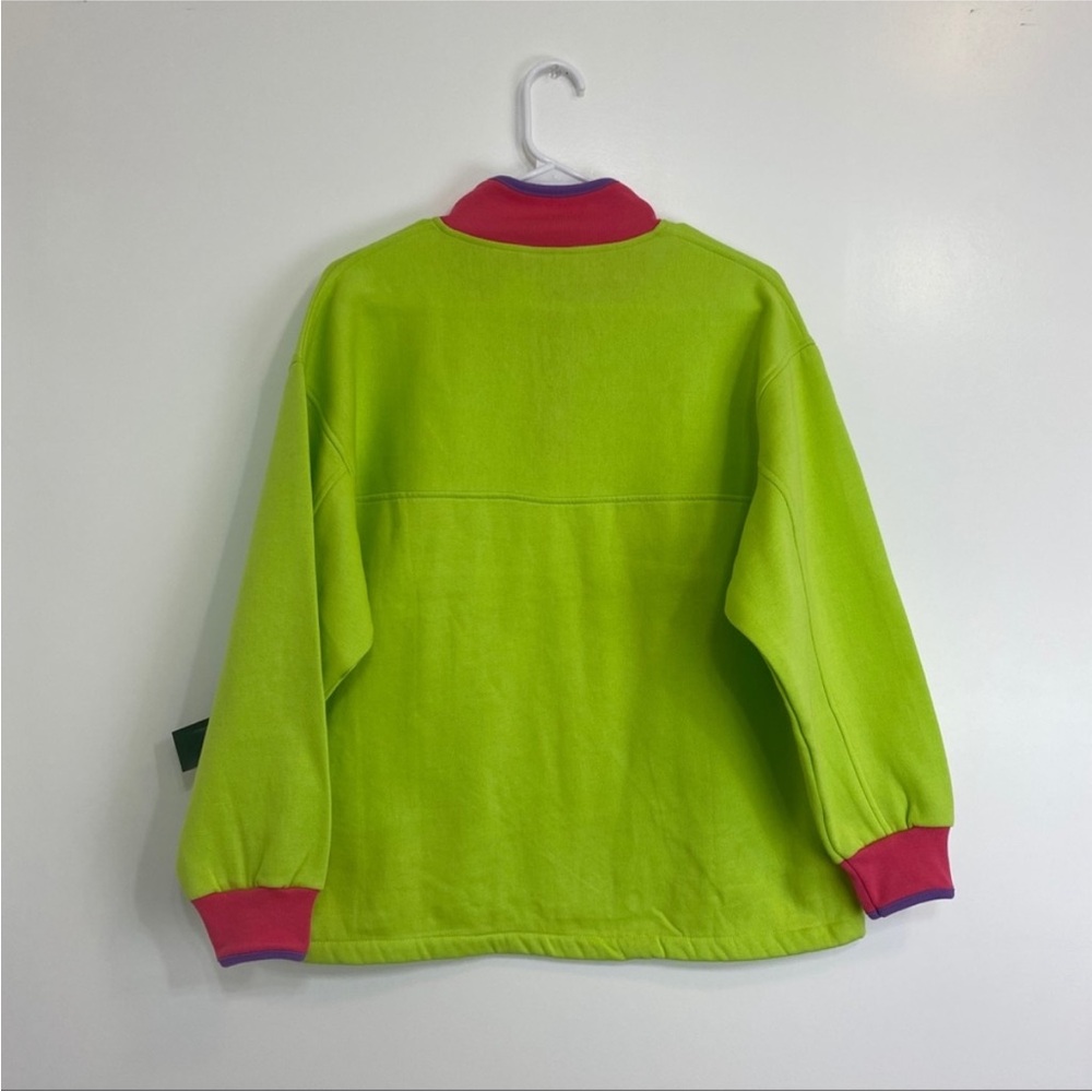 Vibrant Green and Pink Quarter-Zip Pullover - Picture 2 of 6